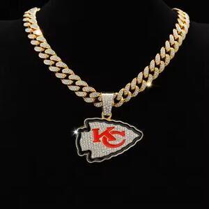 Necklace Iced Chain Kansas City Chiefs Fan Iced Pendant